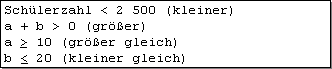 Abb. 5.6: DIN 5008 - Zeichen für "kleiner" und "größer"