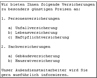 Abb. 9.2.3: DIN 5008 - Mehrstufige Aufzählungen